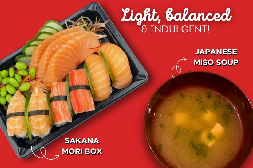 The Prime Duo - Sakana Mori Box (9 Pcs) + Japanese Miso Soup