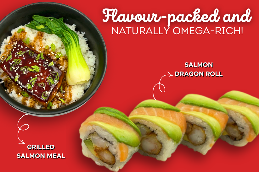 The Omega Duo - Grilled Salmon Meal + Salmon Dragon Roll 4pcs