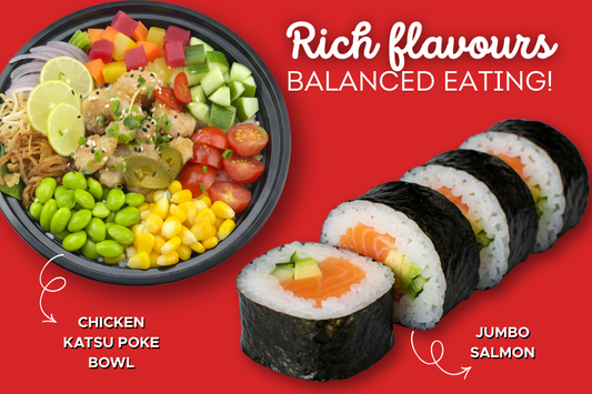 The Power Pair - Jumbo Salmon (8 Pcs) + Chicken Katsu Poke Bowl