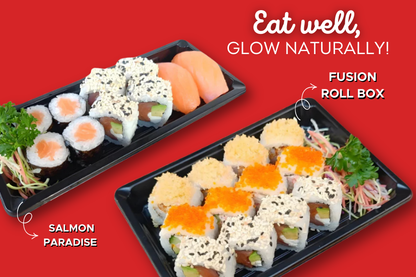 The Glowing Duo - Fusion Roll Box (12 Pcs) + Salmon Paradise (10 Pcs)