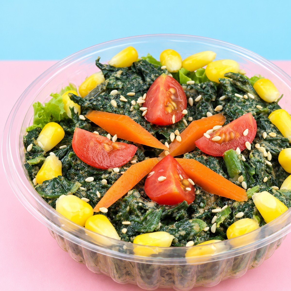 Sesame Spinach Salad — closer view
